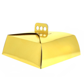 Pudełka Kartonowe Złote na Ciasto Kwadrat 24,5x24,5x10 cm