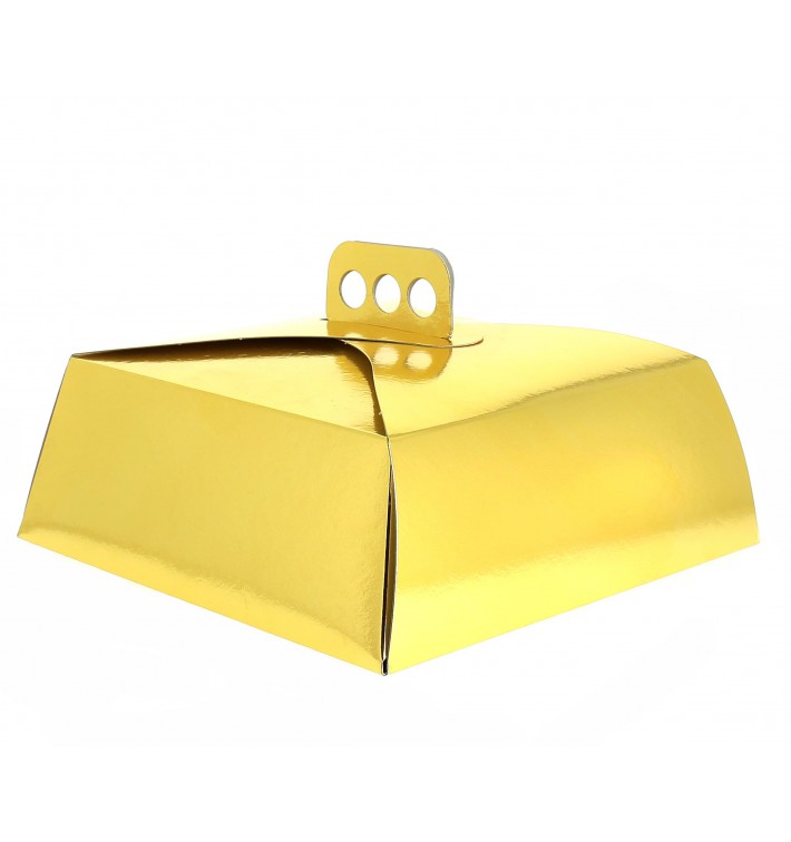 Pudełka Kartonowe Złote na Ciasto Kwadrat 27,5x27,5x10 cm 