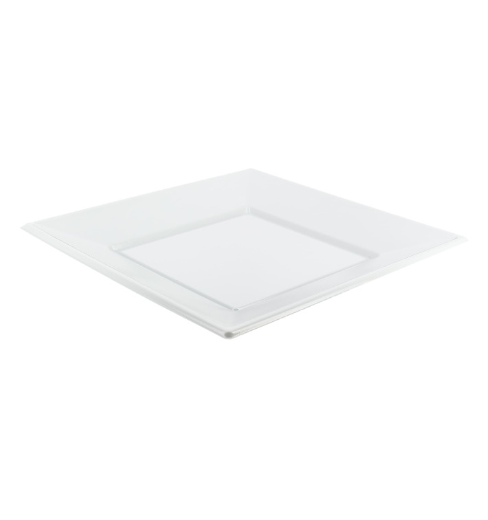 Talerz Plastikowe Płaski Kwadratowi Białe 170mm Talerz Plastikowe Płaski Kwadratowi Białe 170mm