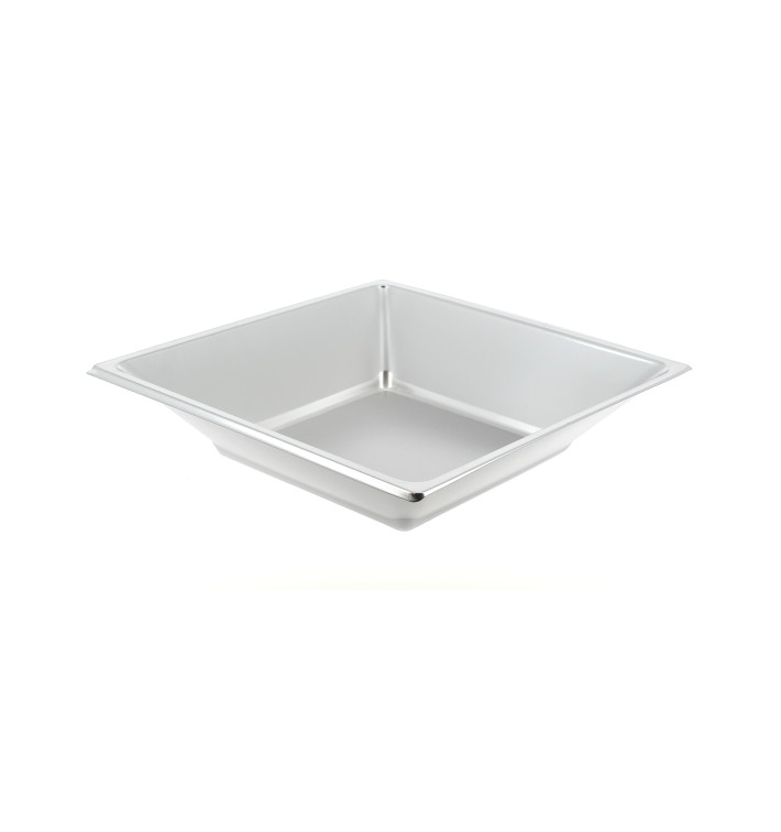 Talerz Plastikowe Głębokie Kwadratowi Srebro 180mm Talerz Plastikowe Głębokie Kwadratowi Srebro 180mm