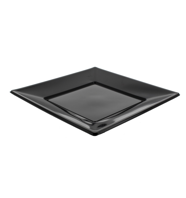 Talerz Plastikowe Płaski Kwadratowi Czarni 230mm Talerz Plastikowe Płaski Kwadratowi Czarni 230mm