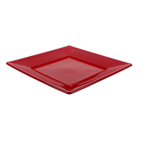 Talerz Plastikowe Płaski Kwadratowi Bordeaux 230mm (750 Sztuk)