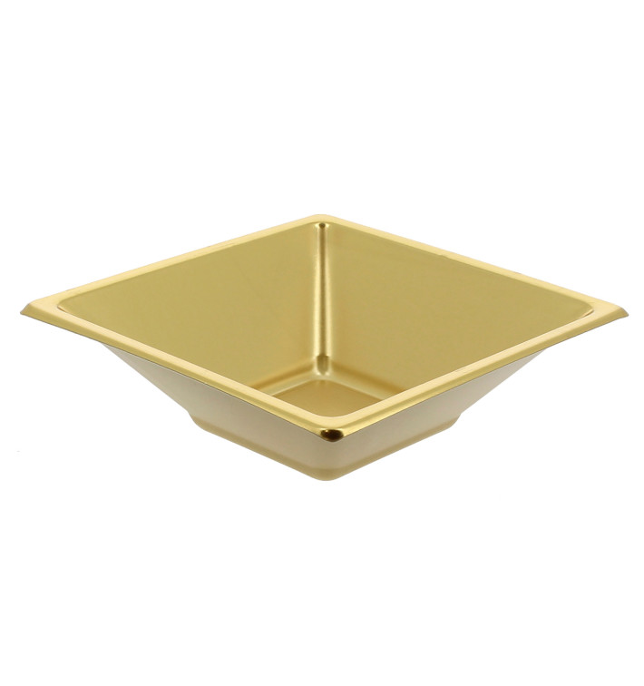 Miski Plastikowe PS Kwadratowi Złote 12x12cm Miski Plastikowe PS Kwadratowi Złote 12x12cm