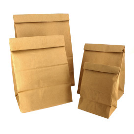 Torby Papierowe bez Uchwytów Kraft Brązowe 12+8x24cm (1000 Sztuk)