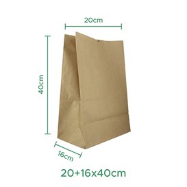 Torby Papierowe bez Uchwytów Kraft 20+16x40cm (25 Sztuk)