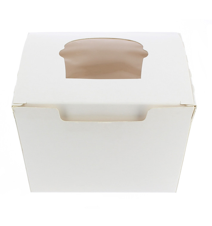 Pudełka na 1 Babeczki z Stojakiem 11x10x7,5cm Białe Pudełka na 1 Babeczki z Stojakiem 11x10x7,5cm Białe