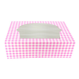 Pudełka na 6 Babeczki z Stojakiem 24,3x16,5x7,5cm Różowe (100 Sztuk)