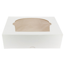 Pudełka na 6 Babeczki z Stojakiem 24,3x16,5x7,5cm Białe (20 Sztuk)