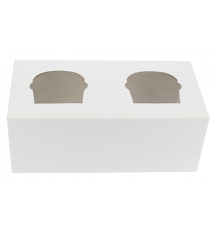 Pudełka na 2 Babeczki z Stojakiem 19,5x10x7,5cm Białe 