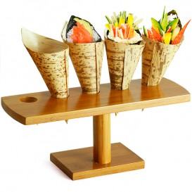 Bamboo Serving Cone Holder 5 slots 