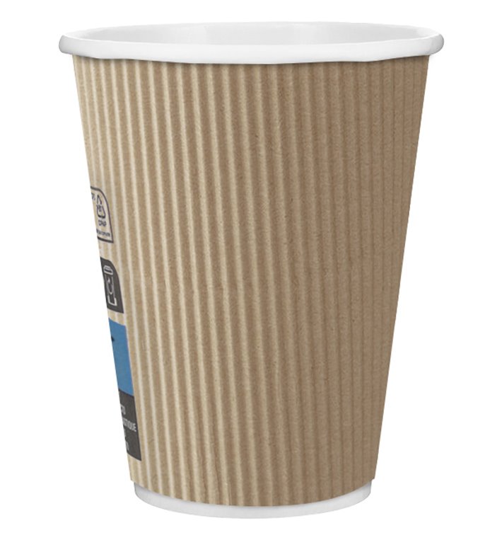 Kubki Papierowe 12 Oz/360ml "Kędzierzawe Kraft" Brązowe Ø8,7cm (25 Sztuk)