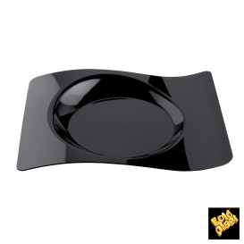 Talerz Plastikowe "Forma" Czarni 28x23 cm (12 Sztuk)