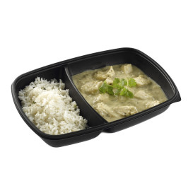 Pojemniki Plastikowe PP 2C Czarni 1300ml 28x20x4cm (50 Sztuk)