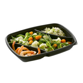 Pojemniki Plastikowe PP 3C Czarni 975ml 28x20x4cm (150 Sztuk)