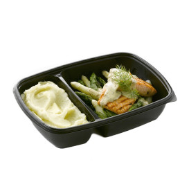 Pojemniki Plastikowe PP 2C Czarni 900ml 23x16,5x5cm (300 Sztuk)