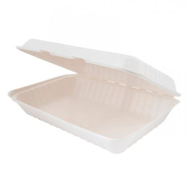 Pojemniki Trzciny Cukrowej Białe 335x230x75mm (50 Sztuk)