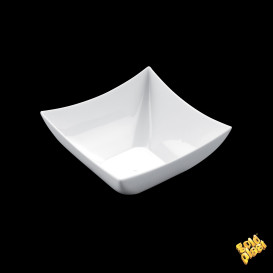 Tasting Plastic Bowl PS Square shape White 90 ml (500 Units)