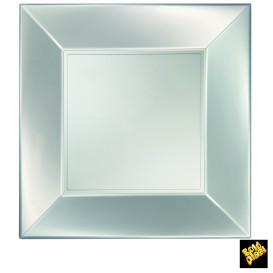 Talerz Plastikowe Płaski Srebro Nice Pearl PP 290mm (144 Sztuk)