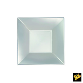 Talerz Plastikowe Głębokie Srebro Nice Pearl PP 180mm (25 Sztuk)