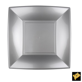 Talerz Plastikowe Płaski Szare Nice PP 230mm (25 Sztuk)