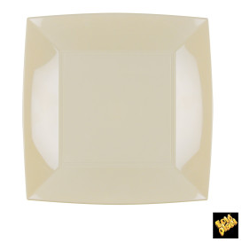Talerz Plastikowe Płaski Kremowy Nice PP 230mm (25 Sztuk)