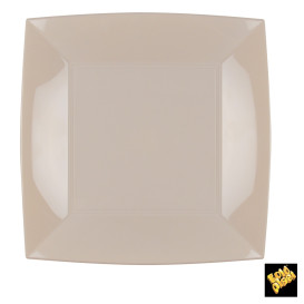 Talerz Plastikowe Płaski Beżowy Nice PP 230mm (25 Sztuk)