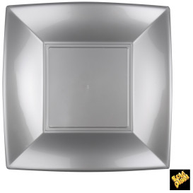 Talerz Plastikowe Płaski Szare Nice PP 290mm (12 Sztuk)