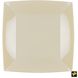 Talerz Plastikowe Płaski Kremowy Nice PP 290mm (12 Sztuk)