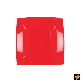 Talerz Plastikowe Głębokie Czerwerne Nice PP 180mm (25 Sztuk)