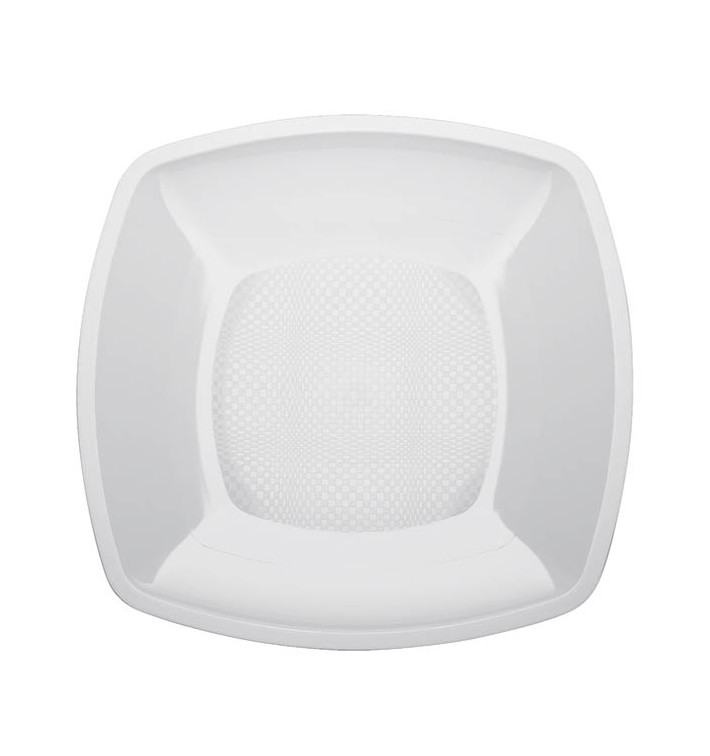 Talerz Plastikowe Płaski Białe Square PP 230mm (300 Sztuk) Talerz Plastikowe Płaski Białe Square PP 230mm (300 Sztuk)