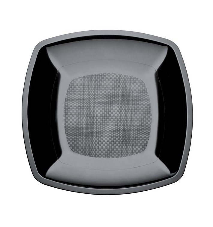 Talerz Plastikowe Płaski Czarni Square PS 180mm (25 Sztuk) Talerz Plastikowe Płaski Czarni Square PS 180mm (25 Sztuk)