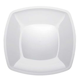 Talerz Plastikowe Płaski Białe Square PS 300mm (144 Sztuk)
