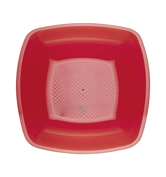 Talerz Plastikowe Głębokie Czerwerne Przezroczyste Square PS 180mm (25 Sztuk) Talerz Plastikowe Głębokie Czerwerne Przezroczyste Square PS 180mm (25 Sztuk)