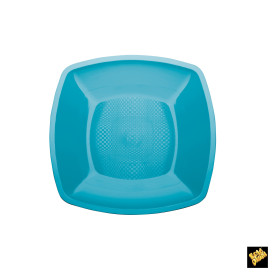 Talerz Plastikowe Płaski Turkusowe Square PP 230mm (300 Sztuk)