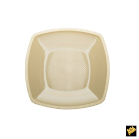 Talerz Plastikowe Płaski Kremowy Square PP 230mm (300 Sztuk)