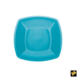 Talerz Plastikowe Płaski Turkusowe Square PP 180mm (300 Sztuk)