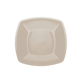 Talerz Plastikowe Płaski Beżowy Square PP 180mm (300 Sztuk)