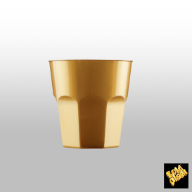 Kubki Plastikowe na Koktajl Złote PS Ø73mm 220ml (50 Sztuk)