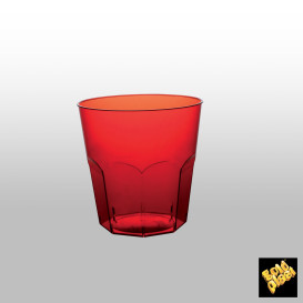 Kubki Plastikowe Czerwerne Przezroczyste PS Ø73mm 220ml (50 Sztuk)