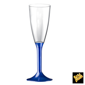 Kieliszki Plastikowe do Wina Musującego na Podstawie Niebieski Perełka 120ml 2P (20 Sztuk)