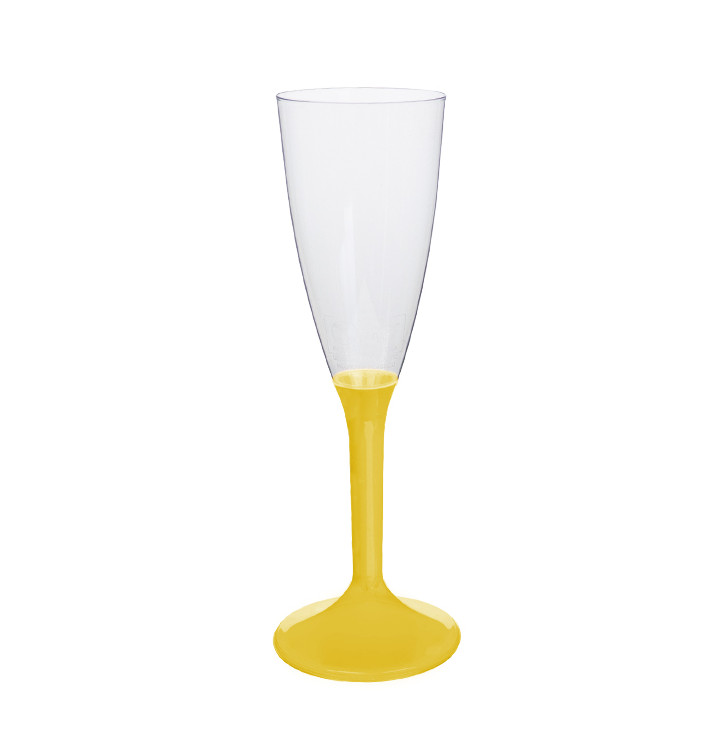 Kieliszki Plastikowe do Wina Musującego na Podstawie Żółty 120ml 2P (200 Sztuk) Kieliszki Plastikowe do Wina Musującego na Podstawie Żółty 120ml 2P (200 Sztuk)