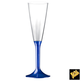 Kieliszki Plastikowe do Wina Musującego na Podstawie Niebieski Perełka 160ml 2P (20 Sztuk)