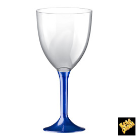Kieliszki Plastikowe Wino na Podstawie Niebieski Perełka 300ml 2P (20 Sztuk)