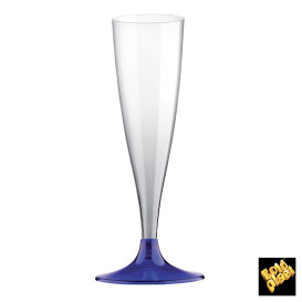 Kieliszki Plastikowe do Wina Musującego na Podstawie Niebieski Przezroczyste 140ml 2P (20 Sztuk)