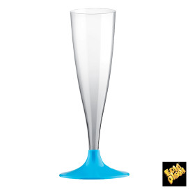 Kieliszki Plastikowe do Wina Musującego na Podstawie Turkusowe 140ml 2P (20 Sztuk)