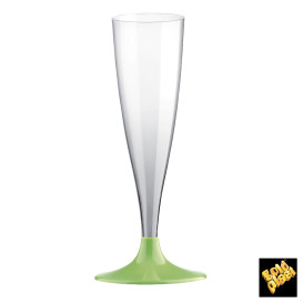 Kieliszki Plastikowe do Wina Musującego na Podstawie Zielony Limonka 140ml 2P (400 Sztuk)