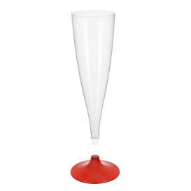 Kieliszki Plastikowe do Wina Musującego na Podstawie Czerwerne 140ml 2P (400 Sztuk)