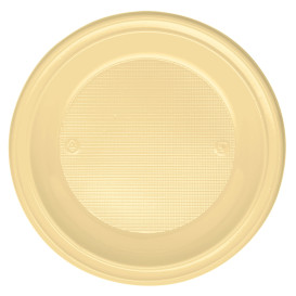 Talerz Plastikowe PS Głębokie Kremowy Ø220 mm (30 Sztuk)