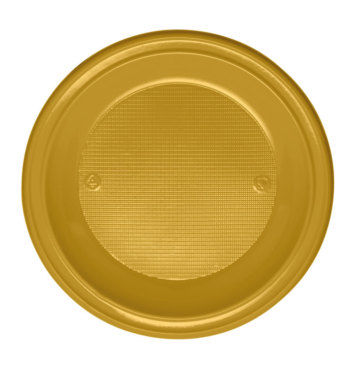 Talerz Plastikowe PS Płaski Złote Ø220 mm (30 Sztuk) Talerz Plastikowe PS Płaski Złote Ø220 mm (30 Sztuk)