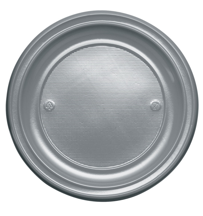 Talerz Plastikowe PS Płaski Srebro Ø220mm (780 Sztuk) Talerz Plastikowe PS Płaski Srebro Ø220mm (780 Sztuk)